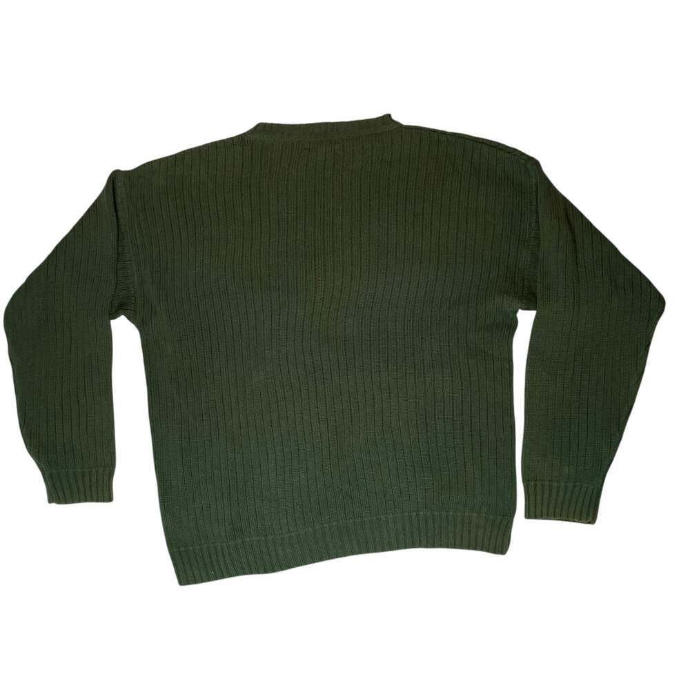 Chaps Ralph Lauren Sweater Mens L Green Ribbed Crewneck Cotton - Picture 8 of 8